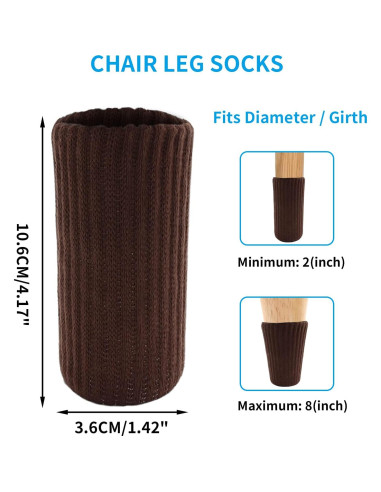 32 Calcetines para Patas de Silla Cionyce Café Oscuro Doble Grosor