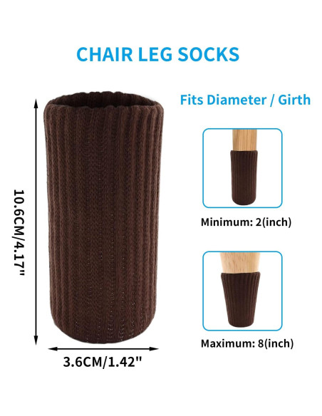 32 Calcetines para Patas de Silla Cionyce Café Oscuro Doble Grosor