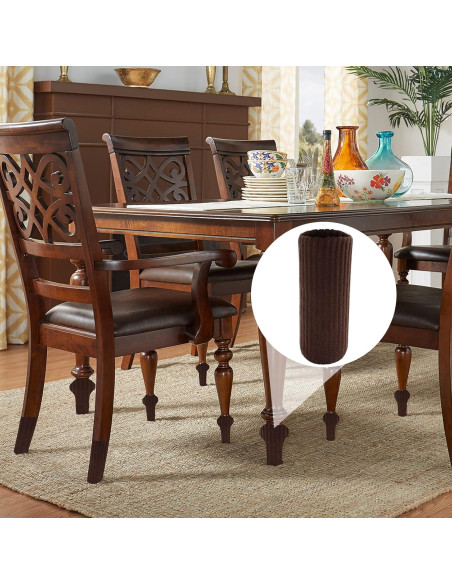 32 Calcetines para Patas de Silla Cionyce Café Oscuro Doble Grosor