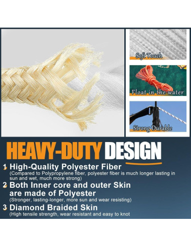 Cuerda de Nylon y Poliéster 30.48 m 6.35 mm SMART&CASUAL Blanca