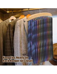 Perchero Organizador de Corbatas LMOMSS 360 Madera Natural 2