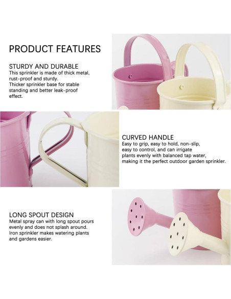 2 Piezas Regadera de Metal para Niños LNQ LUNIQI 200ml Beige