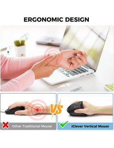 iClever Ratón Ergonómico Vertical Inalámbrico 2.4G 4 DPI 2