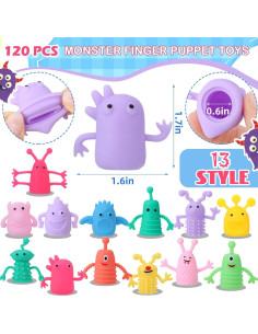 120 Títeres de Dedo Monstruos de Goma Suave Booson 2