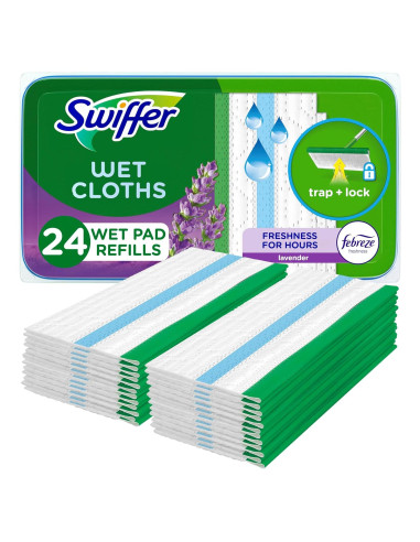 Paños de Mopa Húmedos Swiffer 24 Unidades Febreze Lavanda