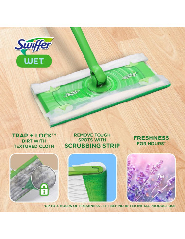 Paños de Mopa Húmedos Swiffer 24 Unidades Febreze Lavanda