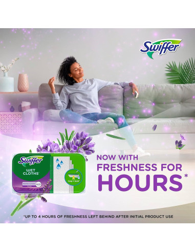 Paños de Mopa Húmedos Swiffer 24 Unidades Febreze Lavanda