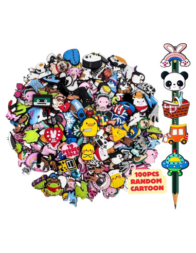 100 Adornos de Lápiz Kawaii Ella & Emma - PVC Anime