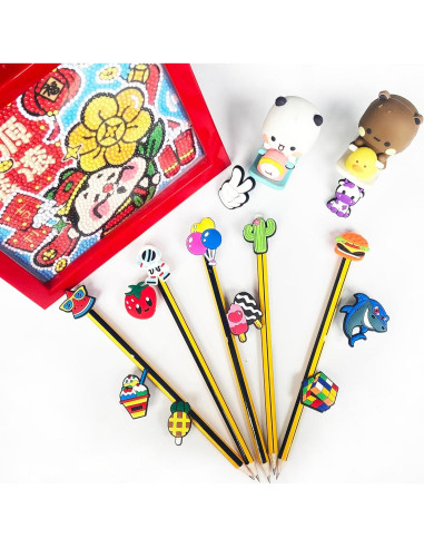 100 Adornos de Lápiz Kawaii Ella & Emma - PVC Anime