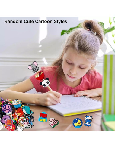 100 Adornos de Lápiz Kawaii Ella & Emma - PVC Anime