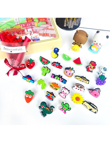 100 Adornos de Lápiz Kawaii Ella & Emma - PVC Anime