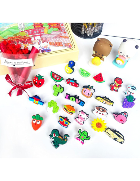 100 Adornos de Lápiz Kawaii Ella & Emma - PVC Anime