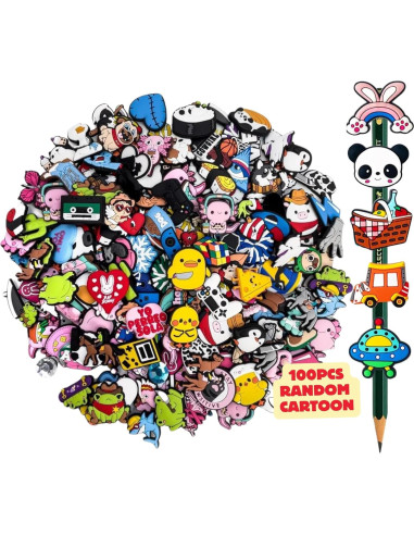 100 Adornos de Lápiz Kawaii Ella & Emma - PVC Anime