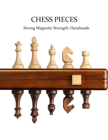 Juego de Ajedrez Magnético A&A de Madera 38x19cm Plegable