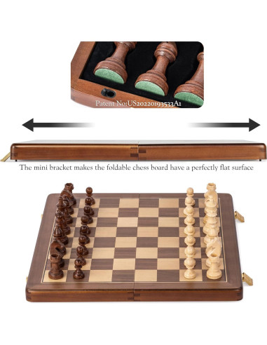 Juego de Ajedrez Magnético A&A de Madera 38x19cm Plegable