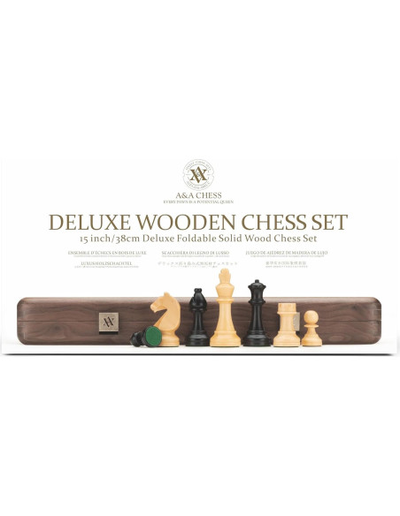 Juego de Ajedrez Magnético A&A de Madera 38x19cm Plegable