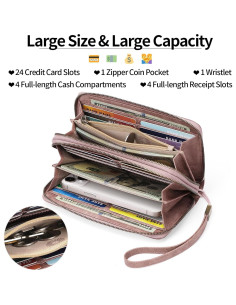 Billetera GAEKEAO Clutch Mujer Cuero RFID Gran Capacidad 2