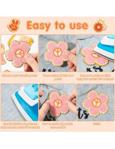 10 Parches de Chenille Retro X1zuue para Planchar y Coser 2