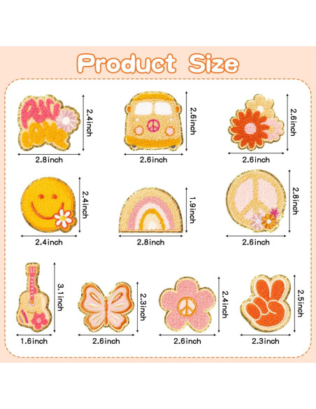 10 Parches de Chenille Retro X1zuue para Planchar y Coser