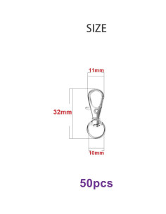Ganchos de Snap Giratorios ZoloAJay 50pcs Metal Plata 32mm 2