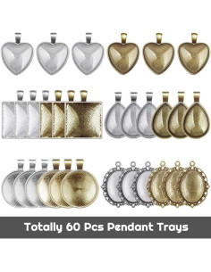 Bandejas para Colgantes Anezus 60 Pcs con Cabochones de Vidrio 2