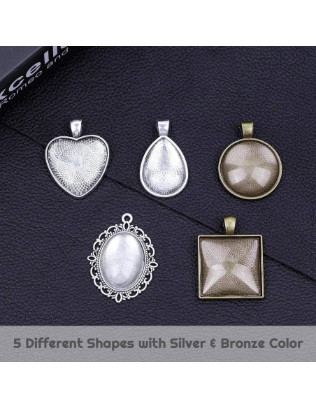 Bandejas para Colgantes Anezus 60 Pcs con Cabochones de Vidrio