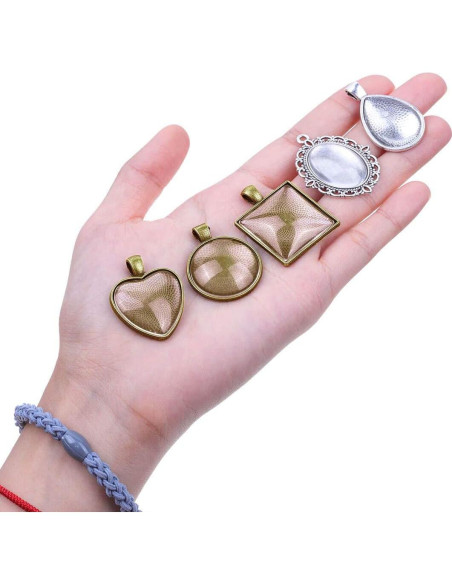 Bandejas para Colgantes Anezus 60 Pcs con Cabochones de Vidrio