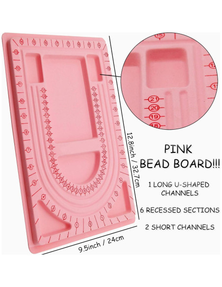 Tablero de Perlas H&W Rosa 32.7x24 cm para Joyería DIY