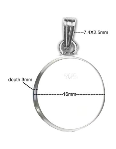 Pendiente de Bisel de Plata Esterlina 925 para Cabujón 16 mm