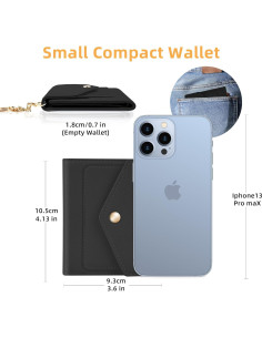 Billetera Mujer Gostwo RFID Trifold Cuero Compacta Negra 2