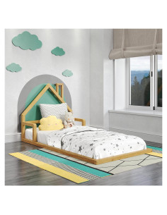 Cama de Piso Twin P'kolino Casita Madera Natural Montessori