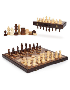 Juego de Ajedrez y Damas Magnético 2 en 1 Agirlgle 38 cm