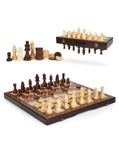 Juego de Ajedrez y Damas Magnético 2 en 1 Agirlgle 38 cm