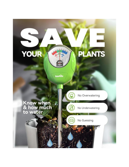 Medidor de Humedad del Suelo RAINPOINT DA01G Verde 30.96cm Medidor de Humedad del Suelo RAINPOINT DA01G Verde 30.96cm