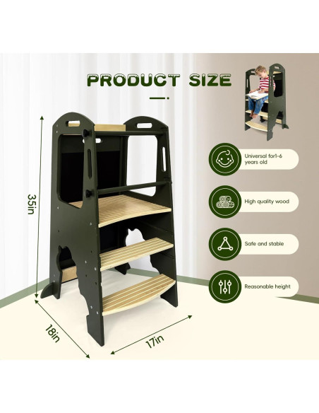 Escalera de Cocina para Niños Ymonlia de Madera Antideslizante