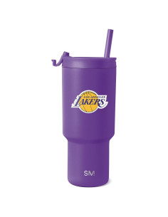 Vaso Simple Modern 887ml Los Angeles Lakers con tapa y popotes