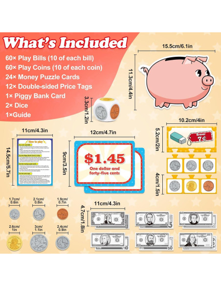 Juego de Actividad de Dinero Dingliu - 60 Billetes y Monedas