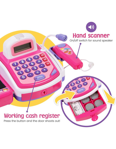 Caja Registradora Electrónica Prextex con Dinero de Juguete
