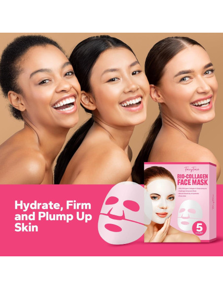 Mascarilla Facial de Bio-Colágeno FairyFace - 5 Unidades Mascarilla Facial de Bio-Colágeno FairyFace - 5 Unidades