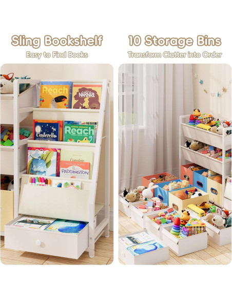 Estantería Organizador de Juguetes HAVLOTII SJ13 3 Estantes 10 Contenedores