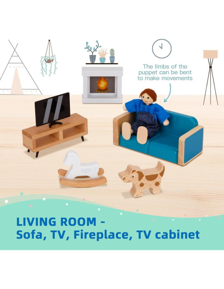 Juego de Muebles de Casa de Muñecas TOOKYLAND 26 Piezas