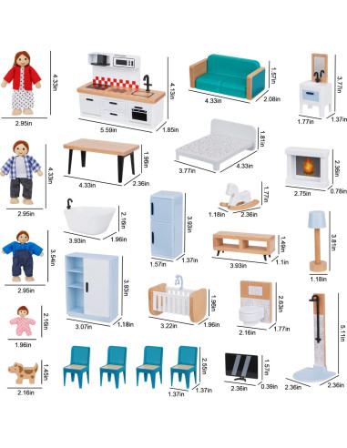 Juego de Muebles de Casa de Muñecas TOOKYLAND 26 Piezas