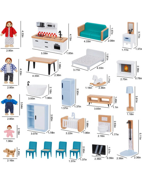 Juego de Muebles de Casa de Muñecas TOOKYLAND 26 Piezas