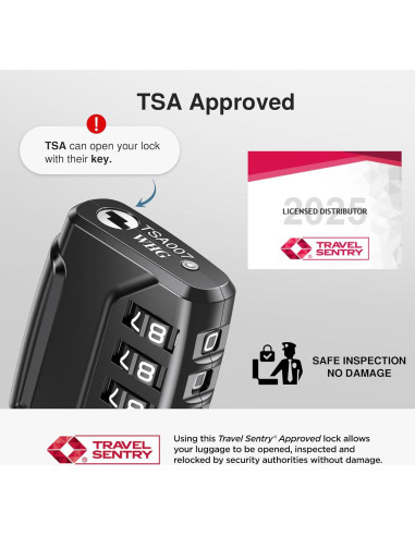 Candado de Equipaje Puroma CLL28B Combinación 4 Dígitos Negro