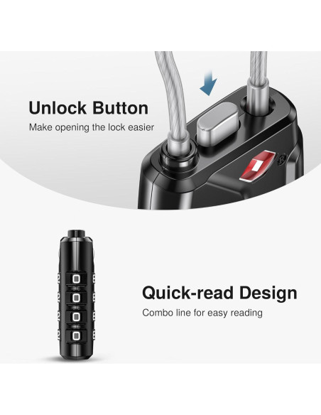 Candado de Equipaje Puroma CLL28B Combinación 4 Dígitos Negro