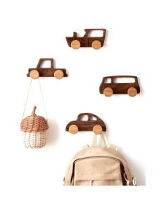 Ganchos de abrigo Vinoil en forma de coche de madera - 4 unidades