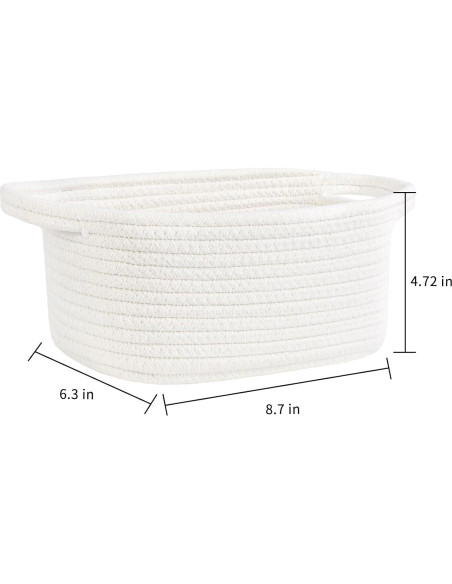 Cesta de Almacenamiento ABenkle Mini Boho Blanca 22,1x16x12 cm