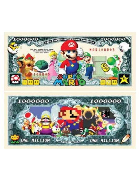 Billetes de Un Millón de Dólares Super Mario - Paquete de 50