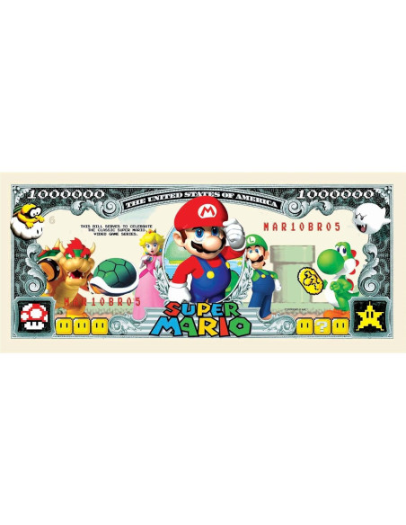 Billetes de Un Millón de Dólares Super Mario - Paquete de 50