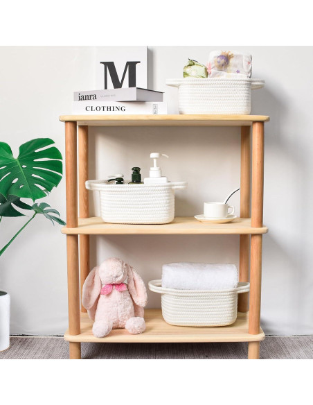 Cesta de Almacenamiento ABenkle Mini Boho Blanca 22,1x16x12 cm